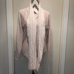 Cynthia Rowley Light Pink Long Sleeve Top with Patterned Scarf